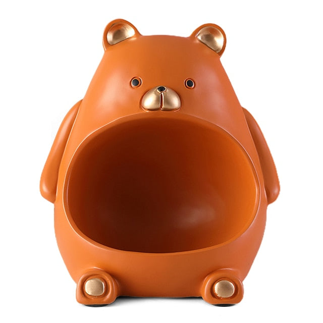 Estátua Porta Objetos De Urso Em Resina