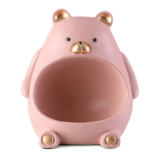 Estátua Porta Objetos De Urso Em Resina